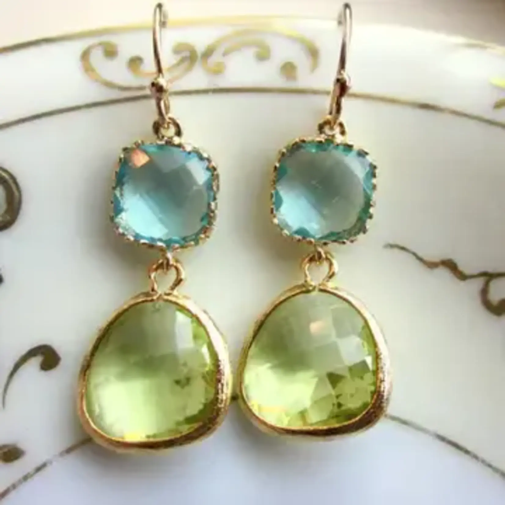 Peridot Earrings Aquamarine Gold