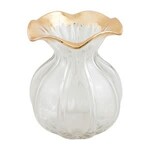 Mud Pie Ruffled Gold Glas Vase - Small