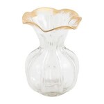 Mud Pie Ruffled Gold Glass Vase - Large
