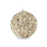 K&K Interiors 5 Inch Champagne Sequines & Bead Embellished Shatterproof Ornament