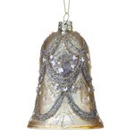 Regency 4" Glass Vintage Beaded Bell Ornament (Antique Gold)