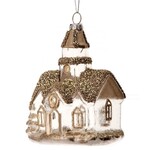 5" Glass Beaded Church Ornament (clear silver)