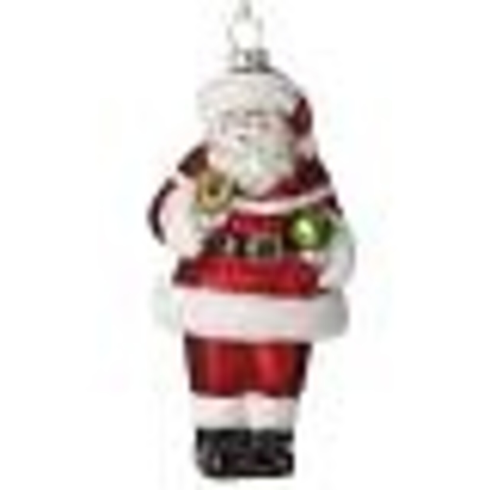 Regency 6.5" Glass Santa w Jingle Bell Ornament (Red, Green, White