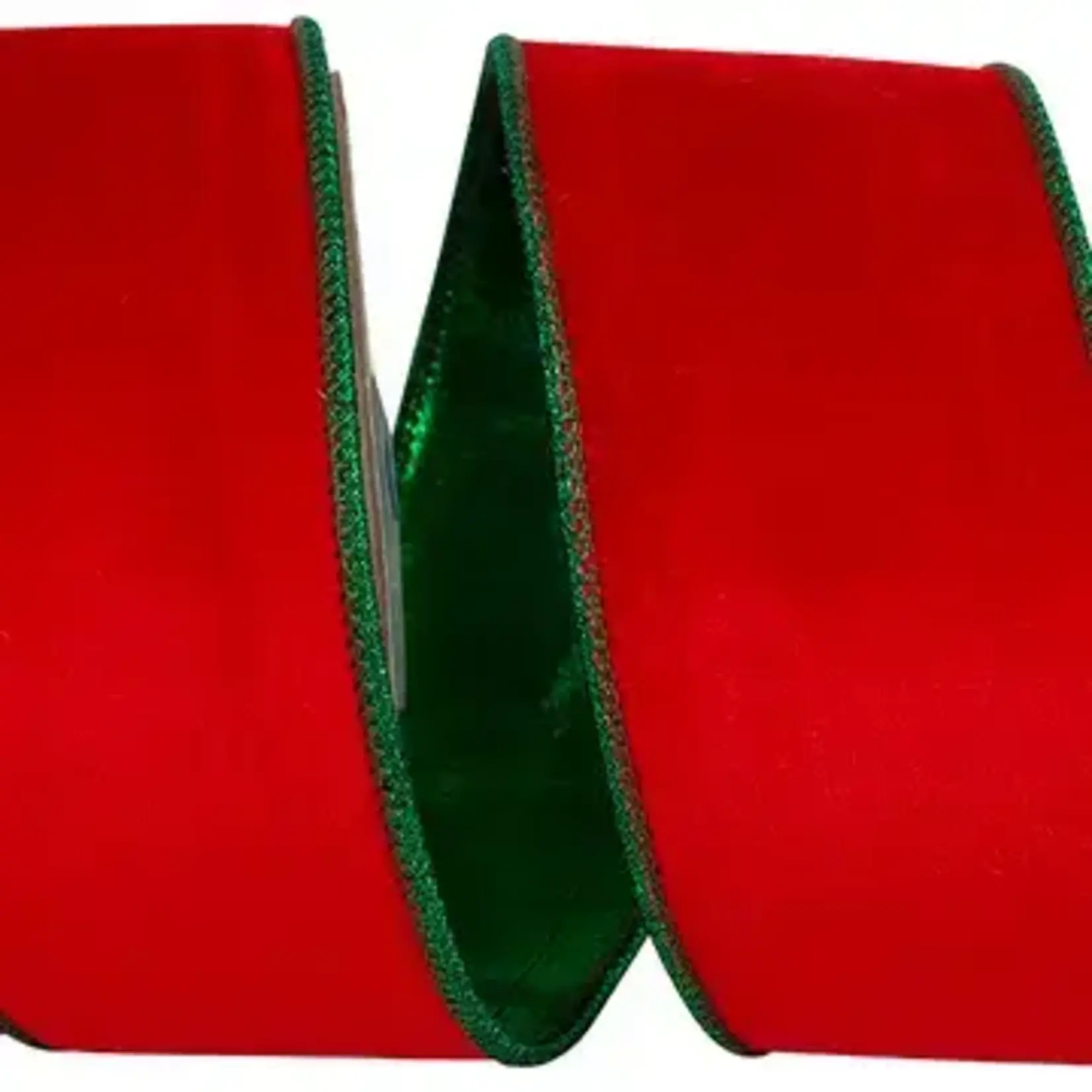 Reliant Ribbon Velvet Touch Deluxe Metallic Green Dupioni Backed Wired 2.5" x 5 Yards