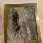Scott Ellis 16" x 20 " Abstract, Red, Yellow, Black with Gray Background