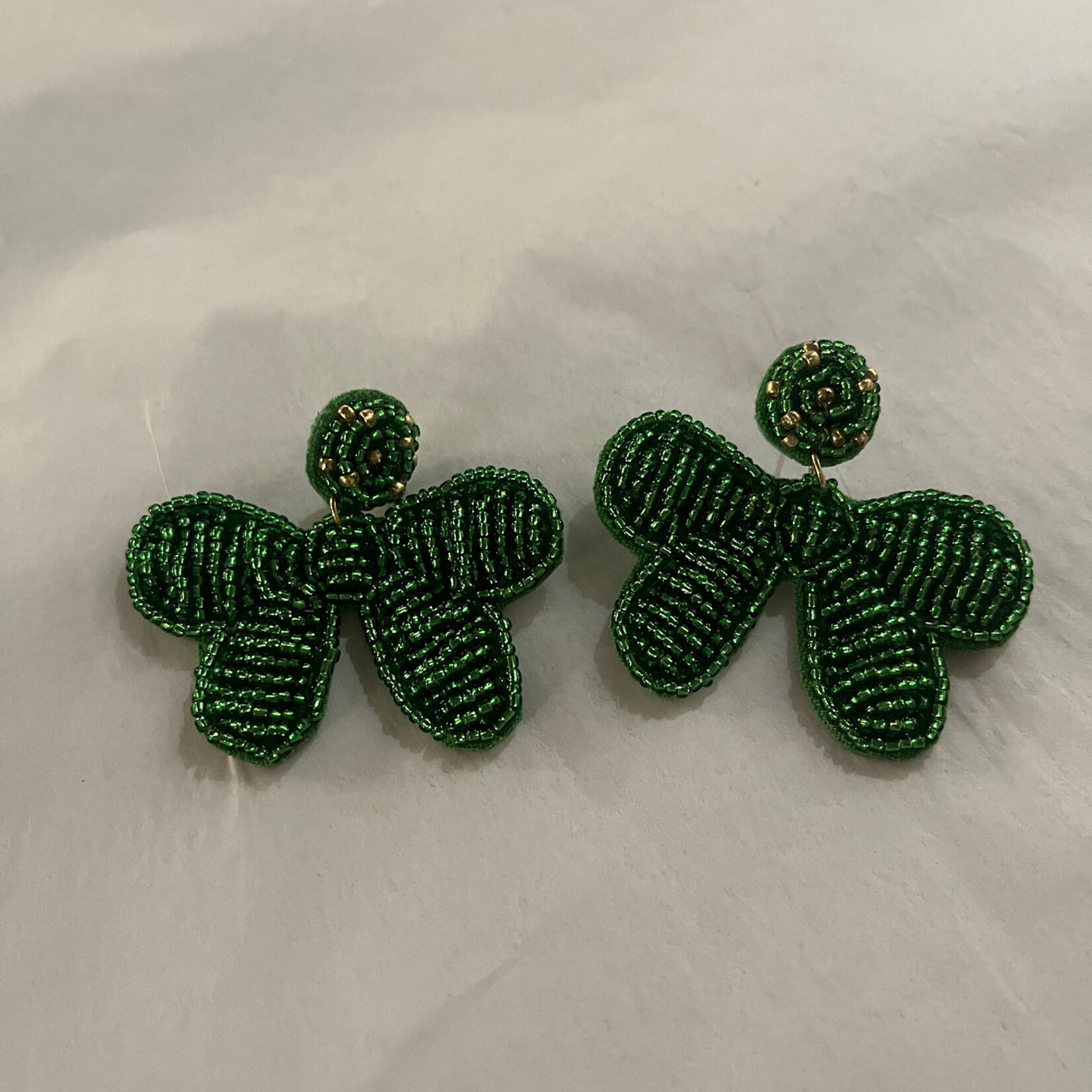 Green Metallic Bow Earrings