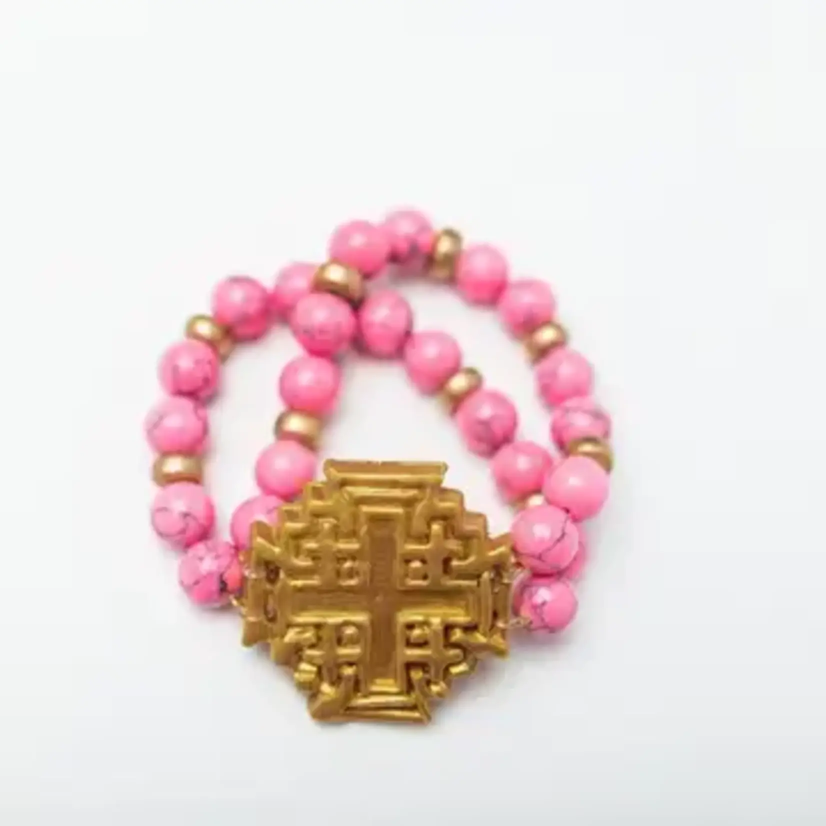 Hidden Truth Jewelry Bright Pink Bracelet with Jerusalem Cross