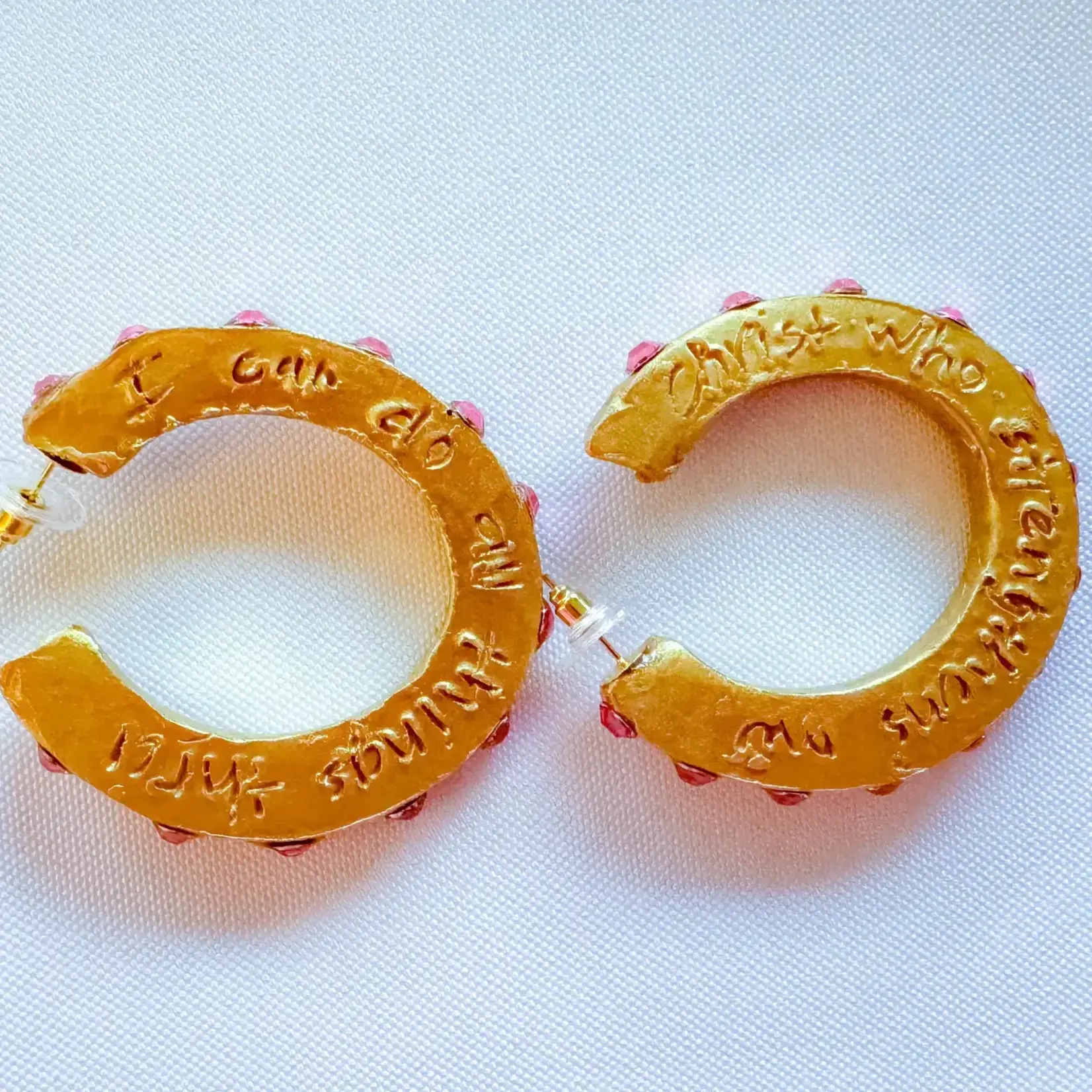 Hidden Truth Jewelry Pink Studded Hoops