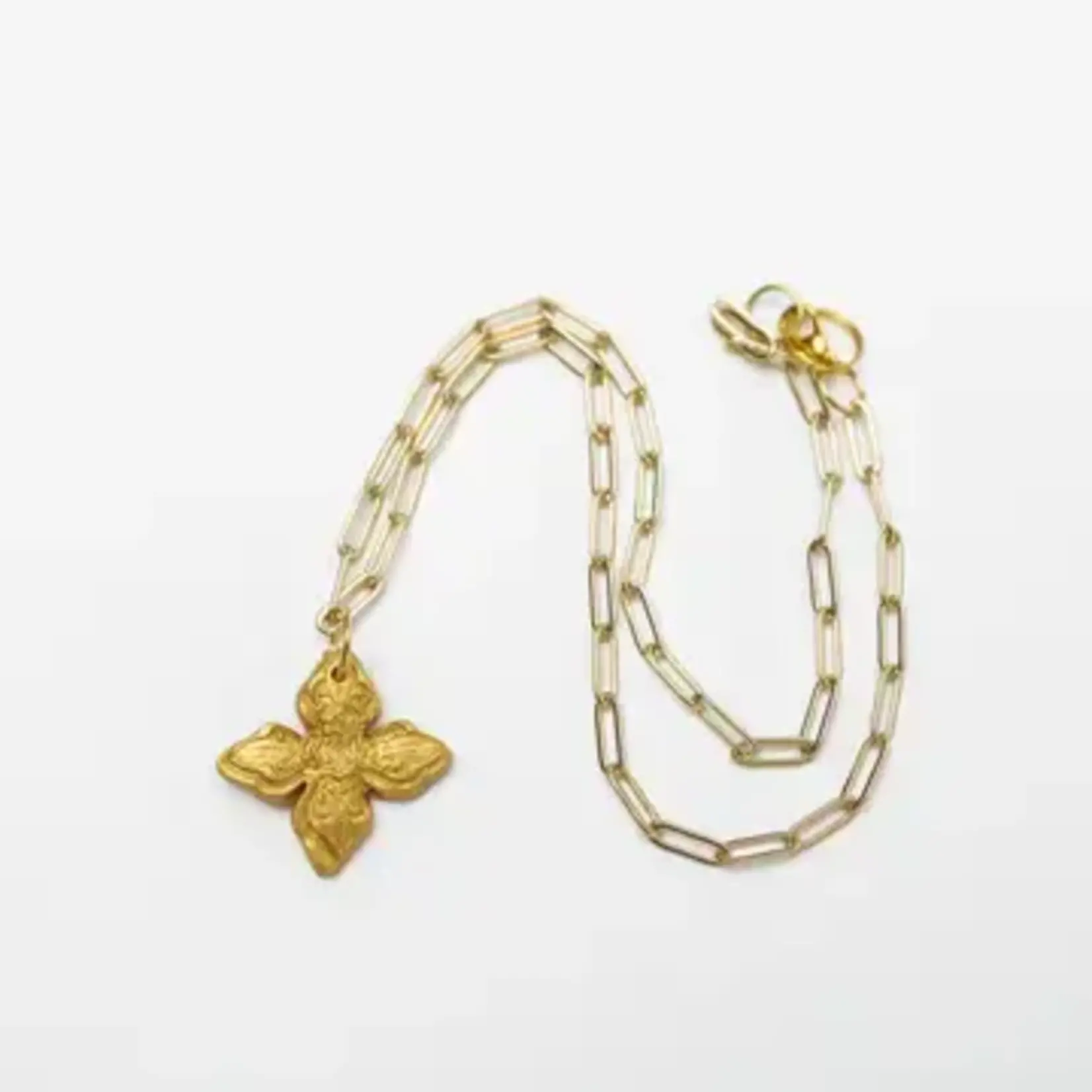 Hidden Truth Jewelry Small Gold Papercip Chain with Kait Cross