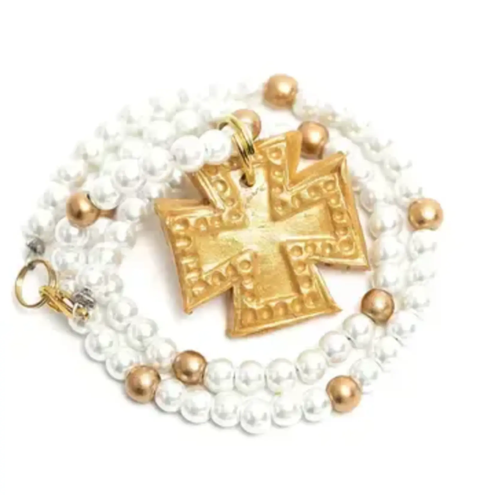 Hidden Truth Jewelry Pearls with Elizabeth Cross Necklace