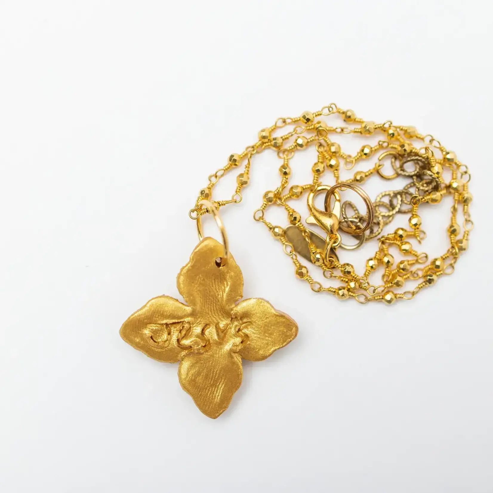 Hidden Truth Jewelry Gold Pyrite Chain with Kait Cross