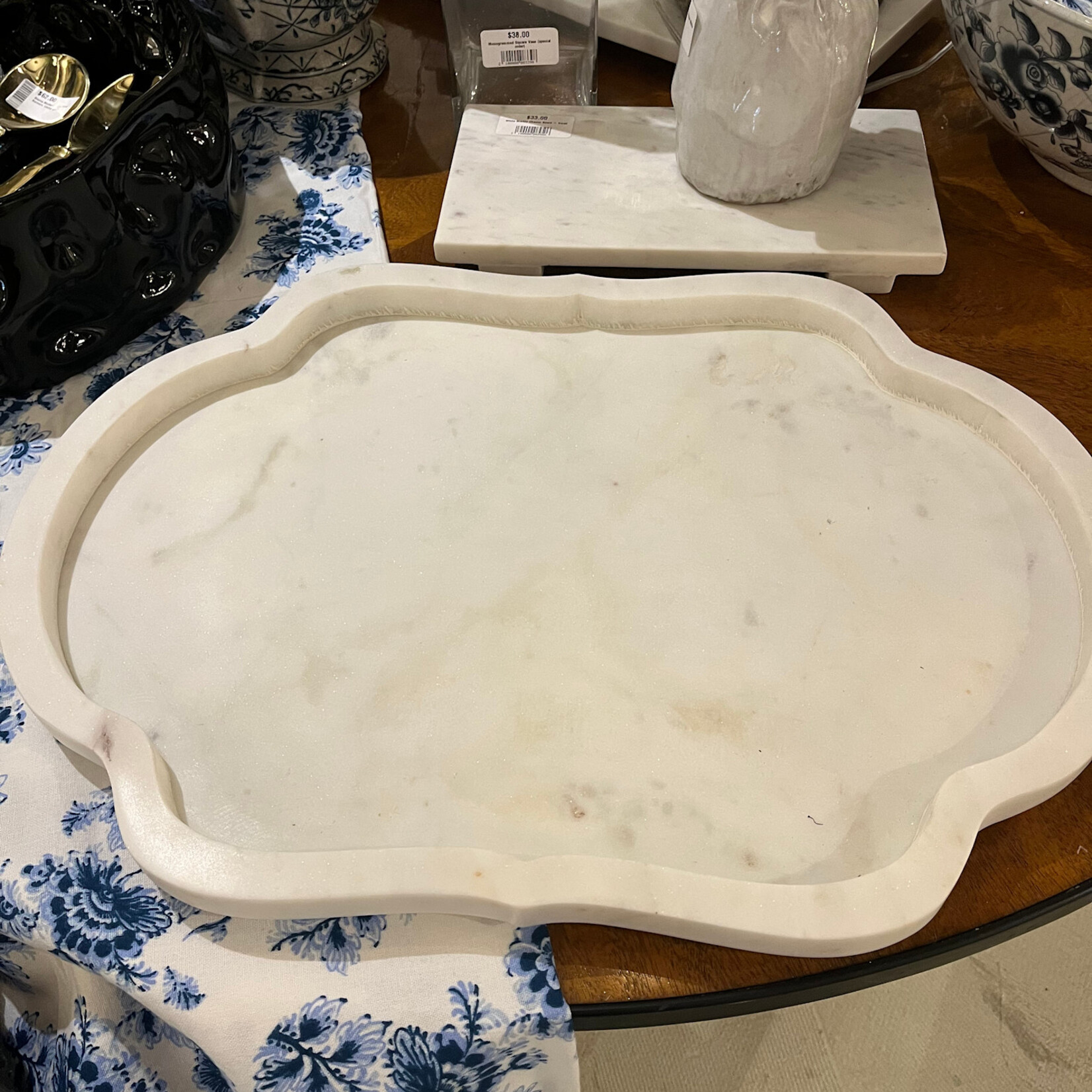 Zodax Pietre White Marble Tray - Large 21" x 14.5"