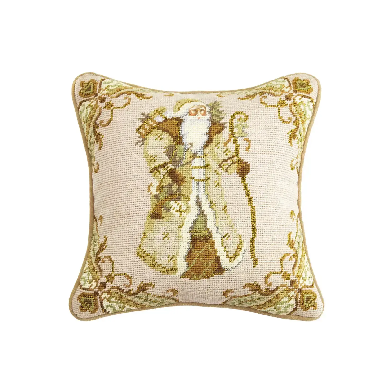 Peking Handicraft Santa Needlepoint  Pillow 12" Square