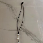 Coastal Courture Trio of FW Pearls Lariat Style - Coconut Button Brown Leather