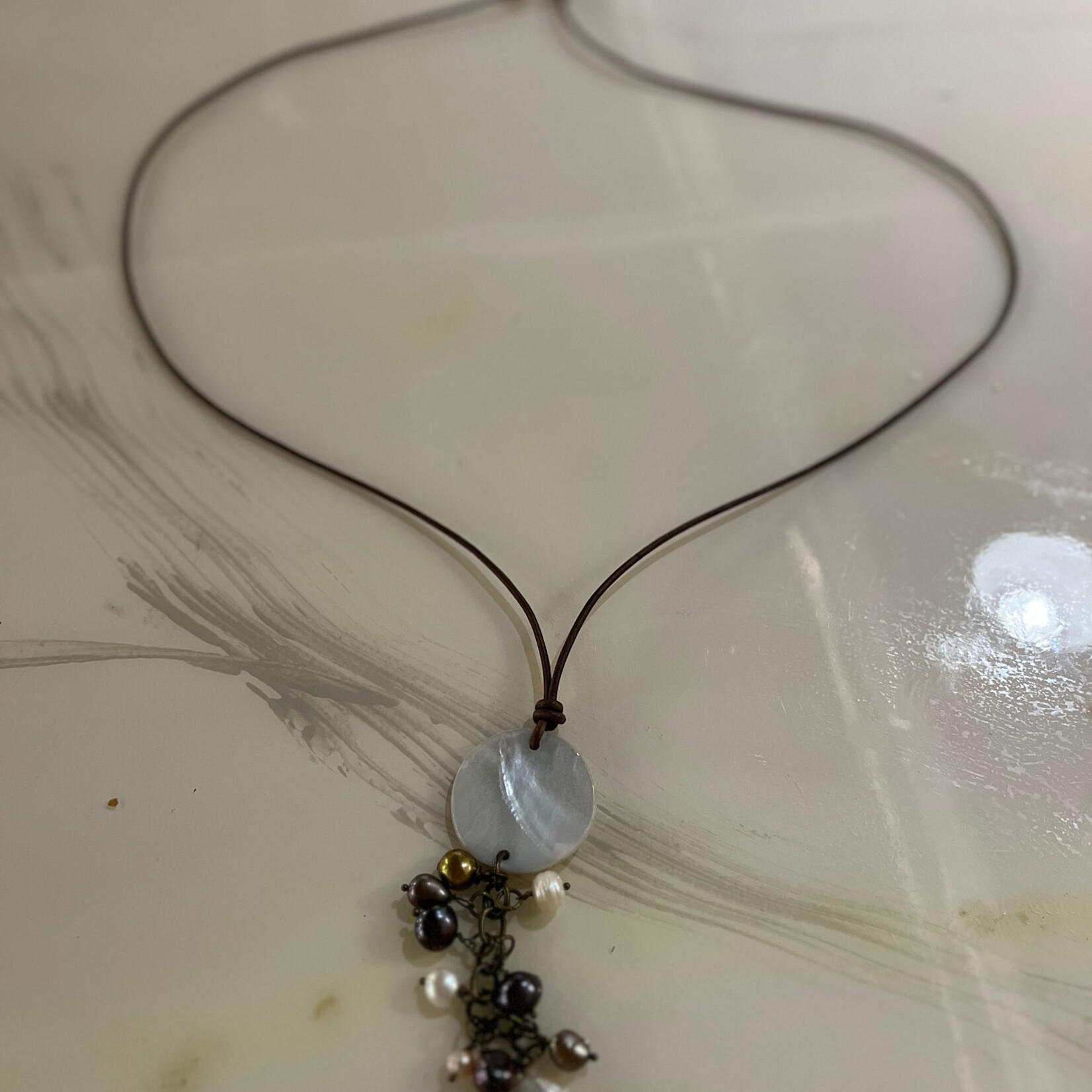 Coastal Courture FW Pearl Collage w Abstone Disc & Tassel Chain