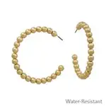 2" 5mm Matte Gold Beaded Hoop Earrings - Water Resistant