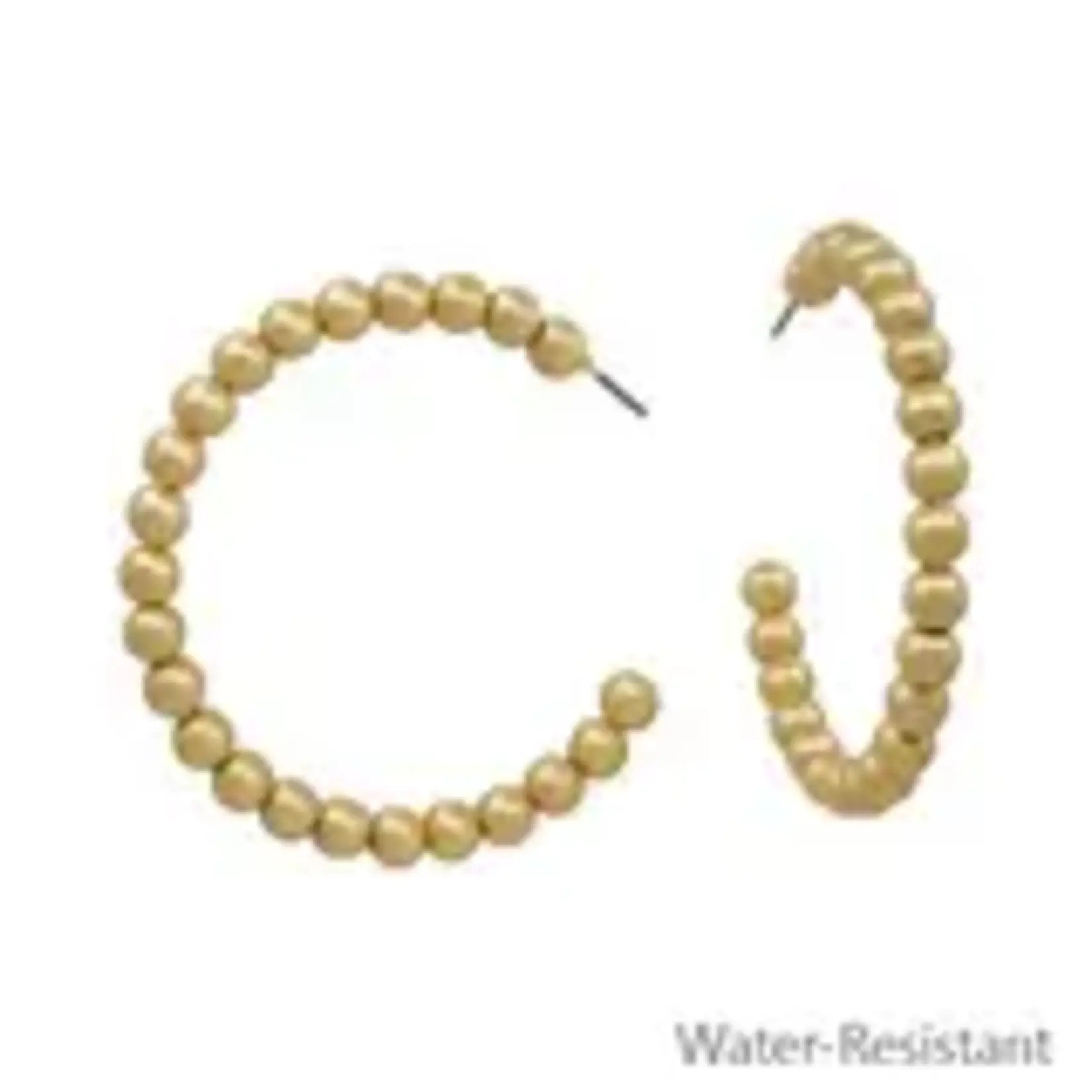 2" 5mm Matte Gold Beaded Hoop Earrings - Water Resistant