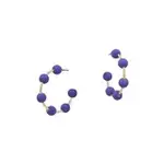 Gold Hoop w/ Purple Color Coated Metal Beaded Accents 1" Earrings