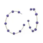 Gold Hoop w Purple Color Coated Metal Beaded Accents 2"