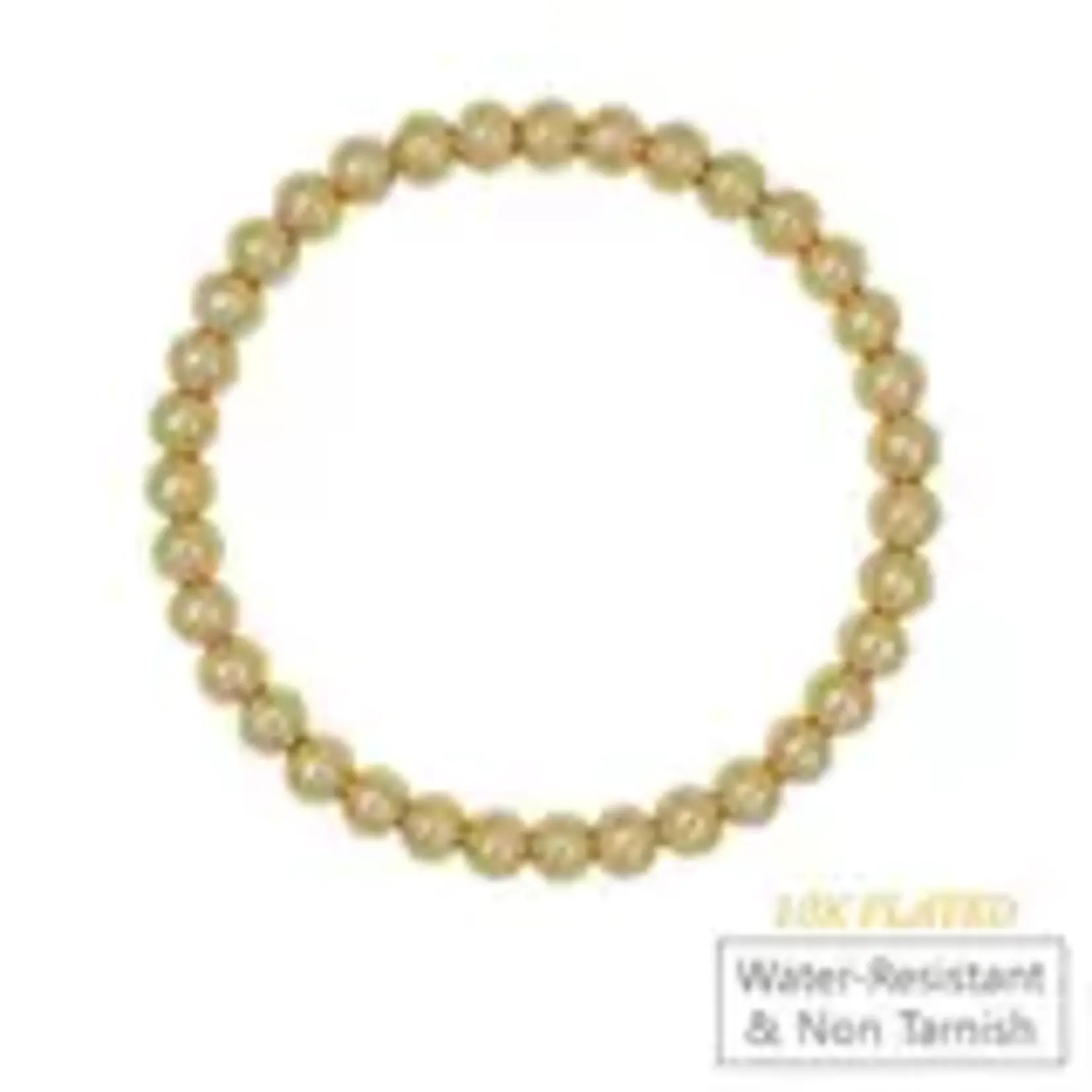 6 MM 18K Gold Beaded Waterproof Non Tarnish Stretch Bracelet