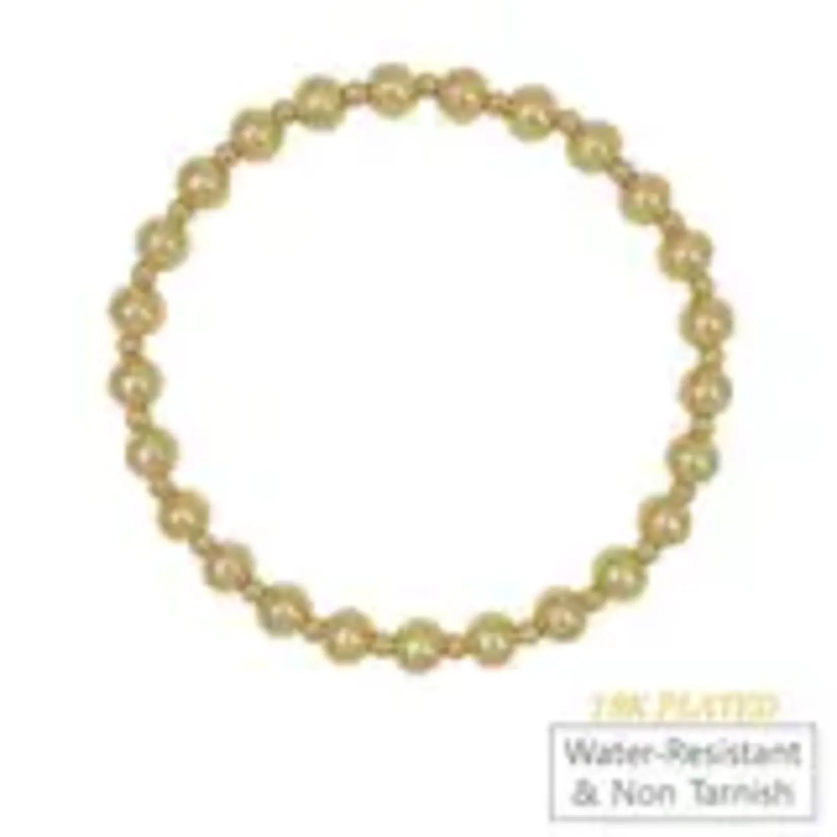 6 MM & 4MM 18KT. Gold Beaded Waterproof Non-Tarnish Stretch Bracelet