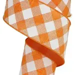Orange Diagonal Check Wired Ribbon 2.5" x 10 Yd.