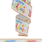 Happy Birthday Wired  Ribbon 2.5" x 10 Yd.