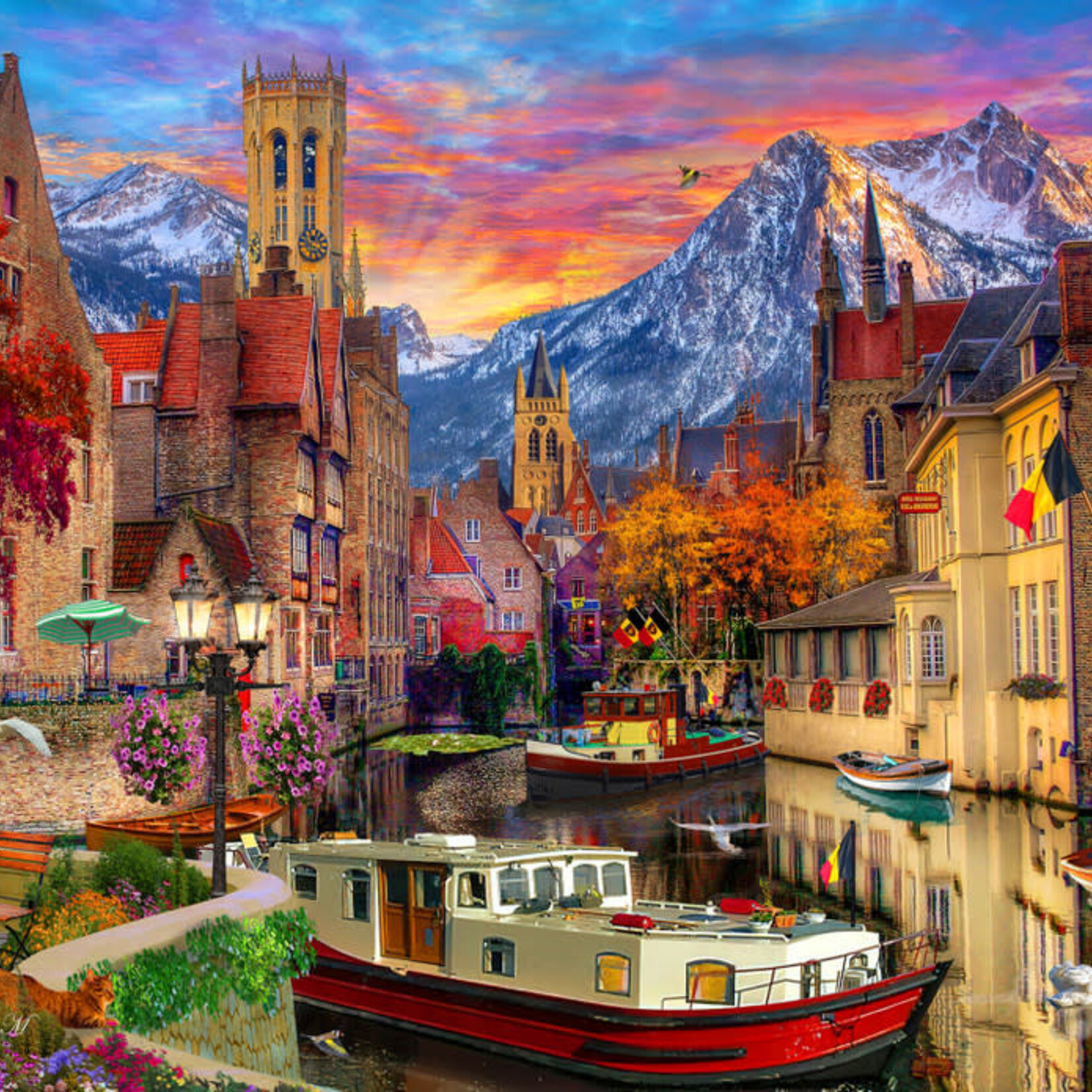Vermont Christmas Company European Canal Jigsaw Puzzle 1000 piece