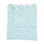 Mud Pie Scallop Chenille Blanket - Blue w White Edge