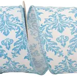 Relliant Rebbion Filigree Regal Crest Deluxe , Wired Edge, White/Blue 2.5" x 10 Yrds