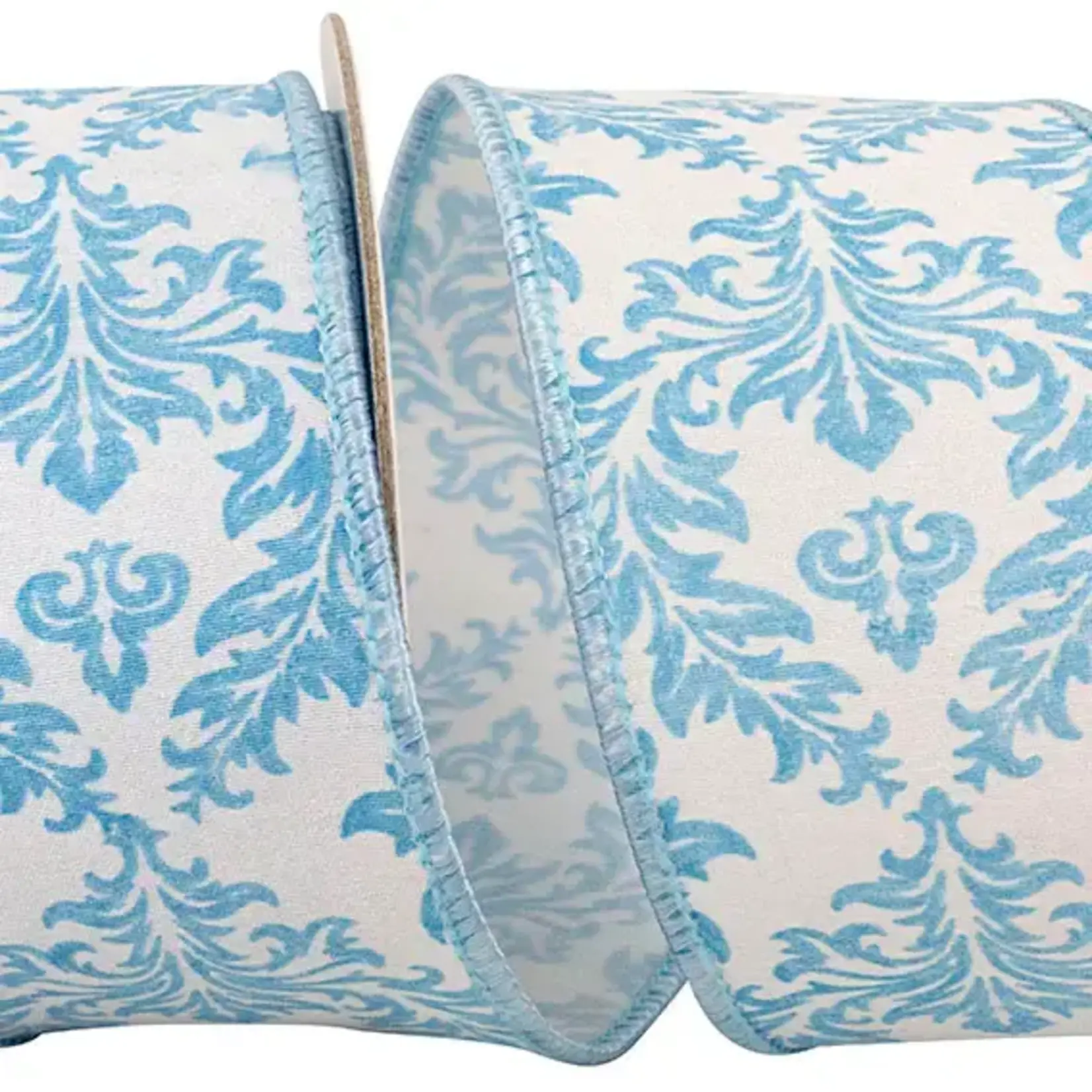 Relliant Rebbion Filigree Regal Crest Deluxe , Wired Edge, White/Blue 2.5" x 10 Yrds