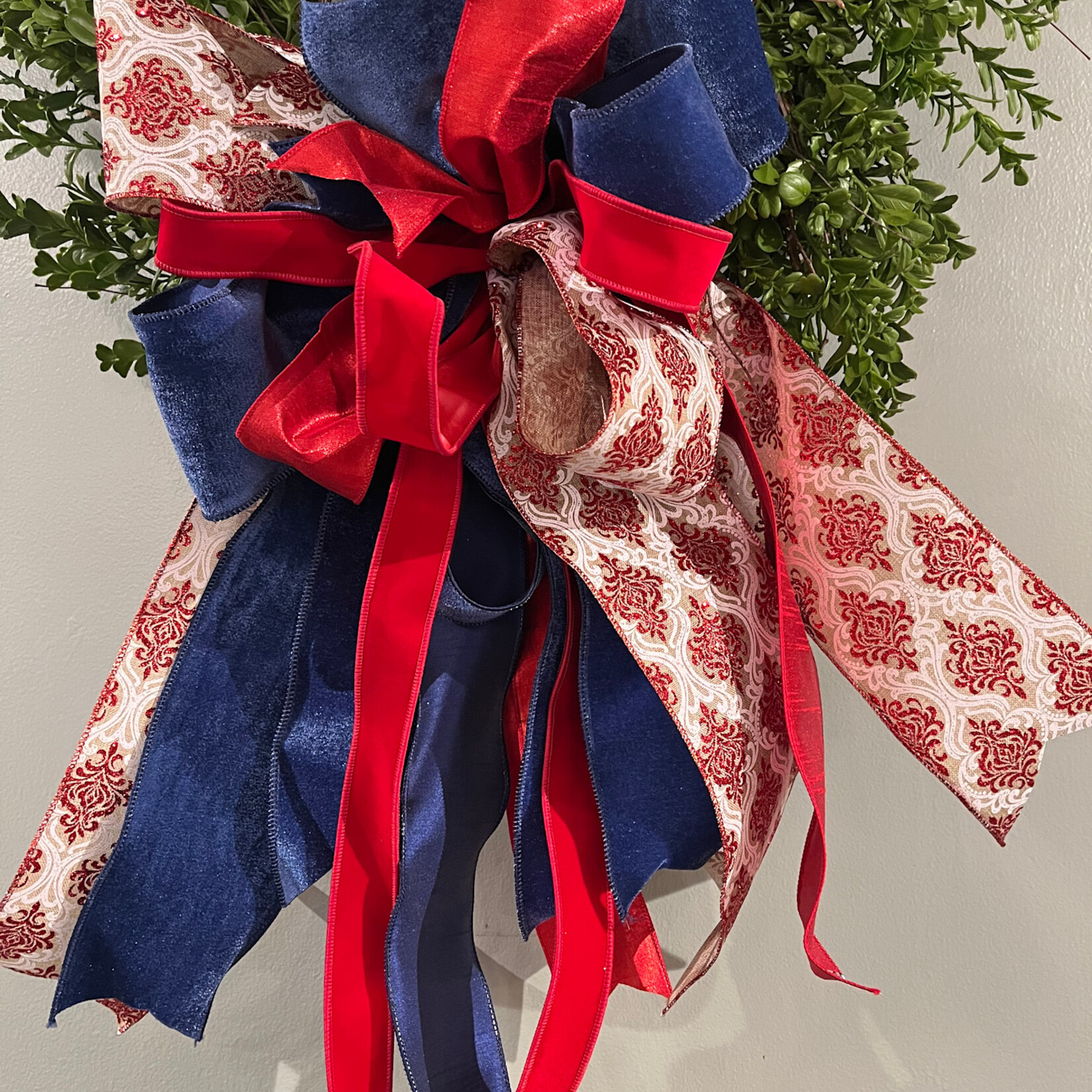 Reliant Ribbon Patriotic Bow w/ Red Glitter