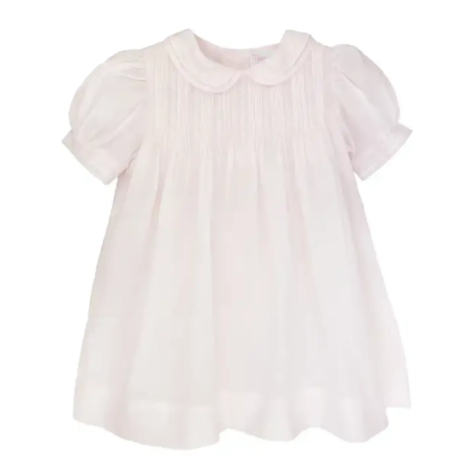 Petit Ami Light Pink Dress with Bloomers, Pintuck Pleats on the Front