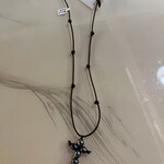 Coastal Courture Peacock Pearl Cross on Knotted Leather/ Coconut Button