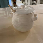 Creative Co-Op Stoneware Honey Jar w Wood Dipper set of 2