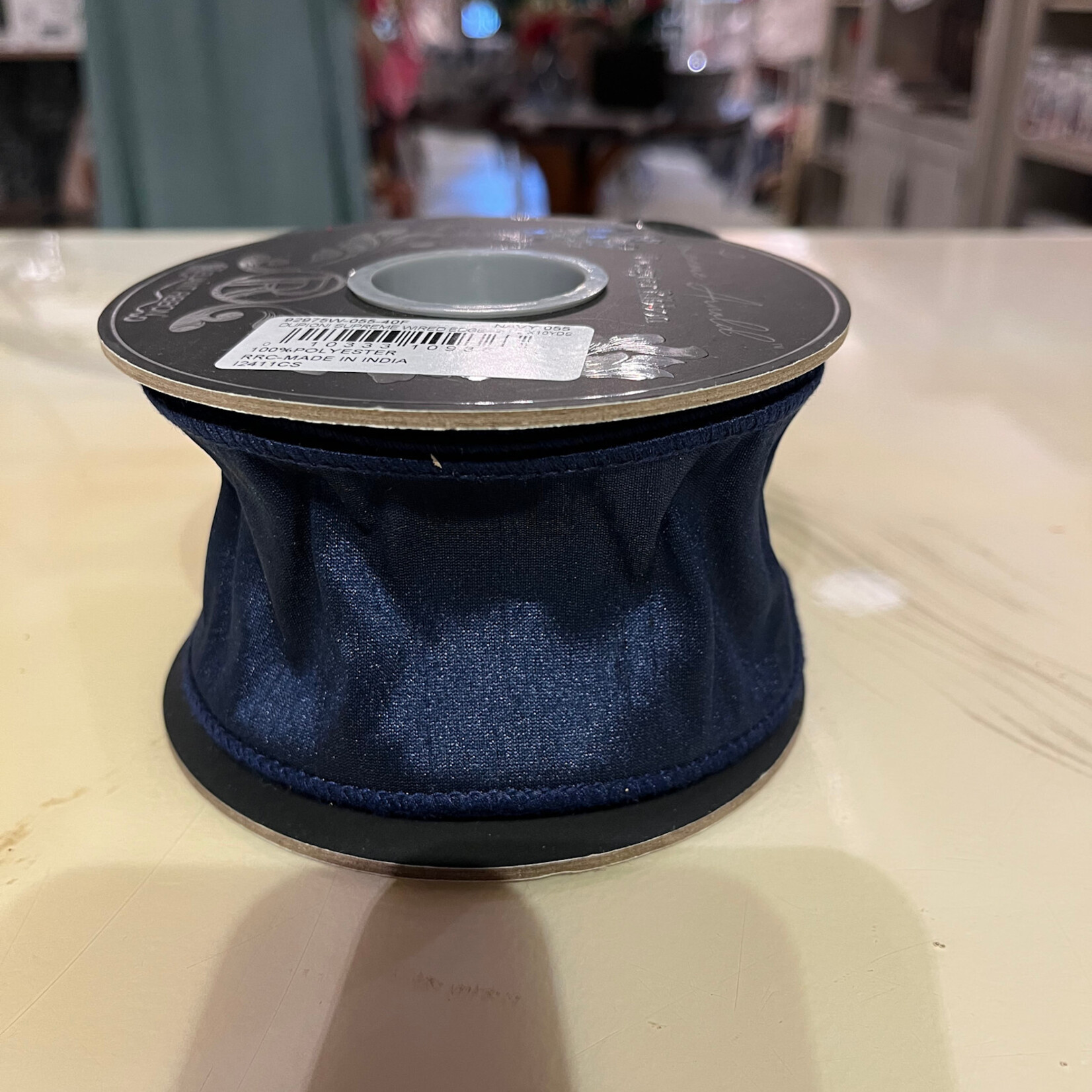 Relliant Rebbion Dupioni Supreme Wired Edge - Navy 2.5" x 10 yds