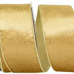 Reliant Ribbon Velvet Lux Gold Metallic Backed Wired Edge 2.5" x 10 yd.