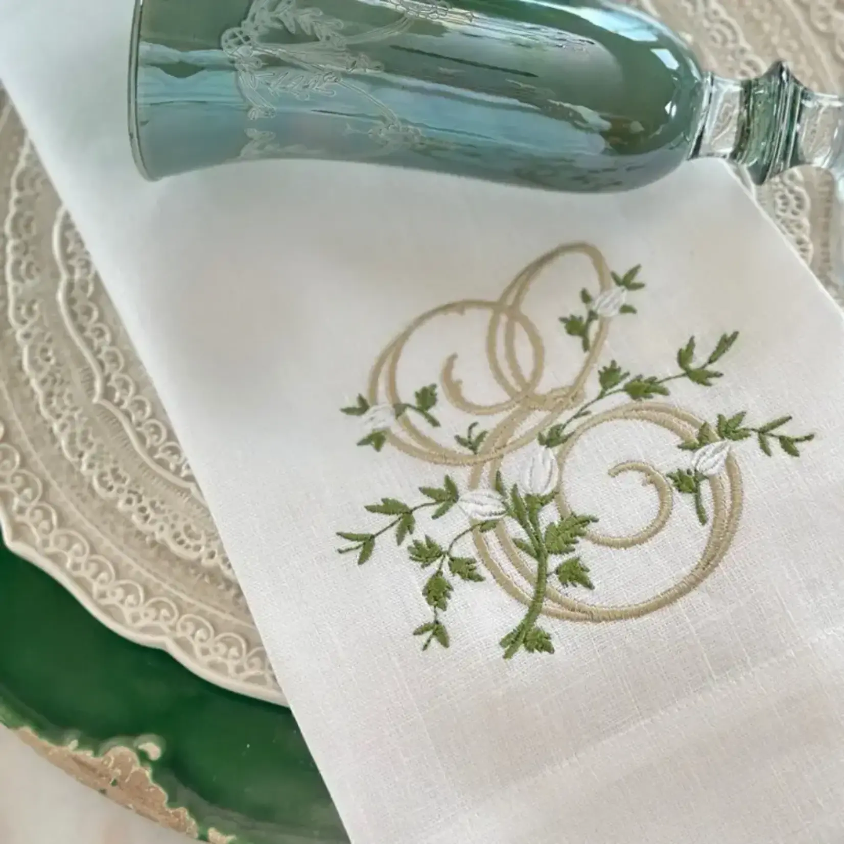 Crown Linen Designs Floral Monogram Towel