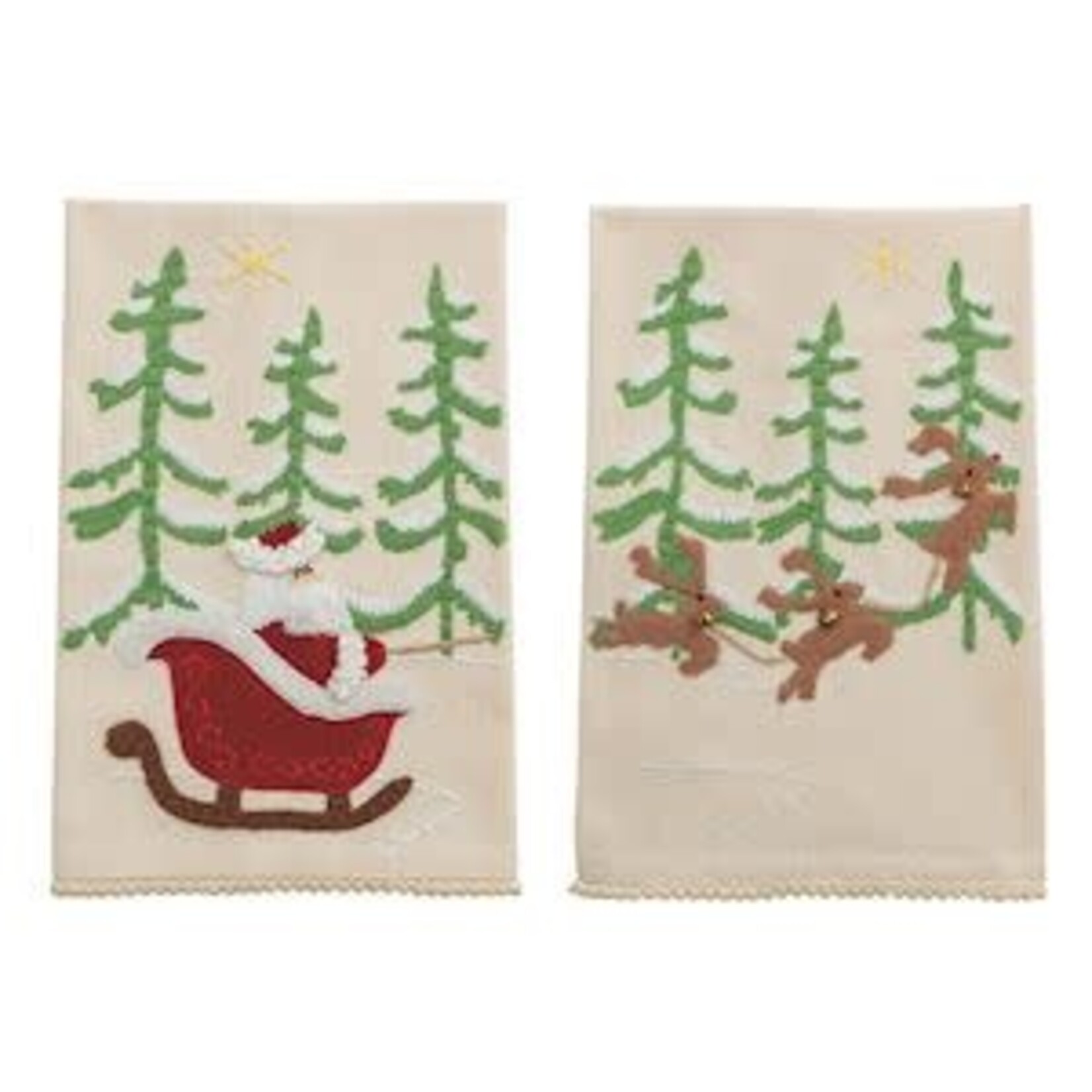 Mud Pie Santa Sleigh Towel Set- Embroidered