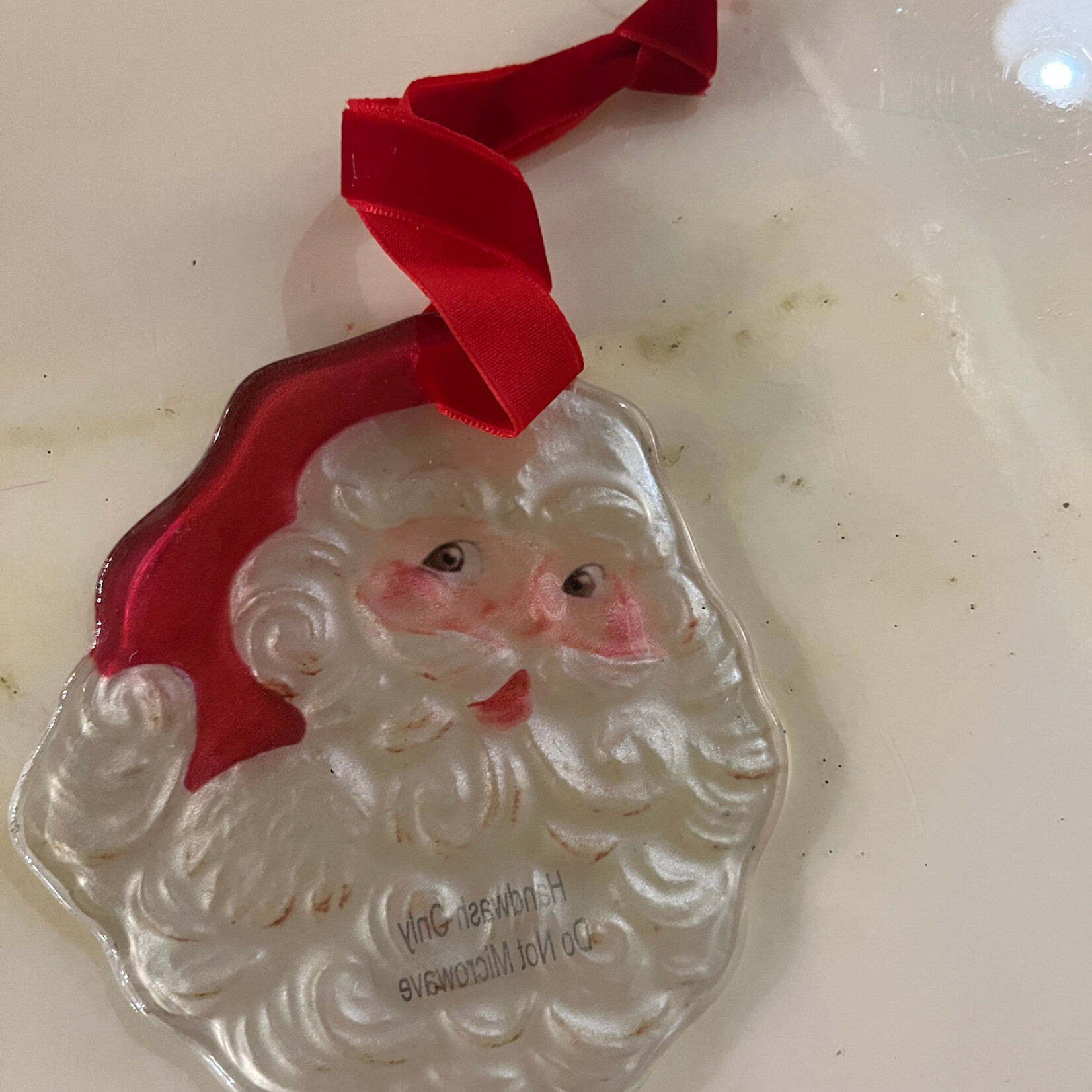 Mud Pie Glass Santa Ornament