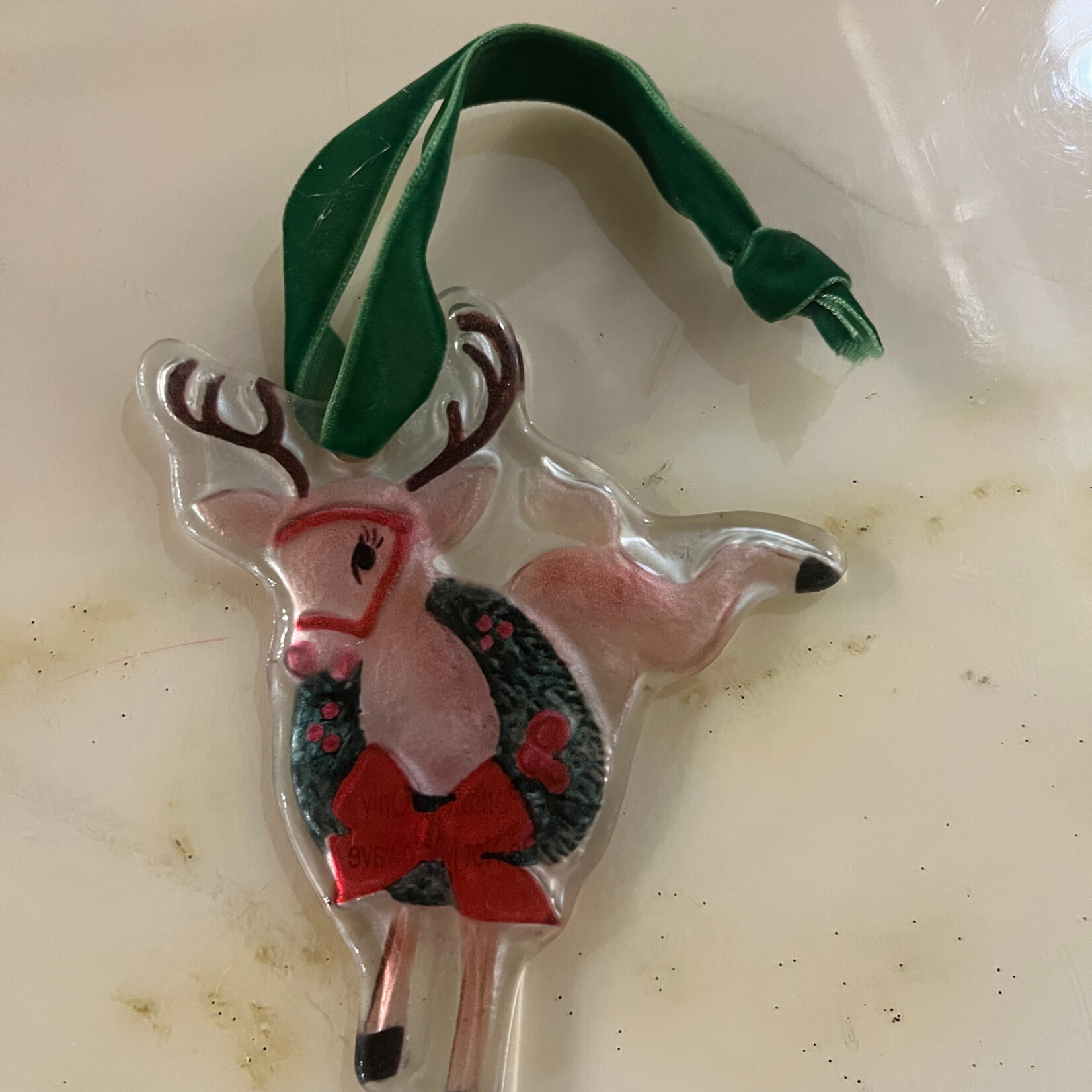 Mud Pie Glass Reindeer Ornament