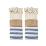La Hammam Cavus Zigzag Turkish Cotton Kitchen/Hand Towel 40 x 18" Blue