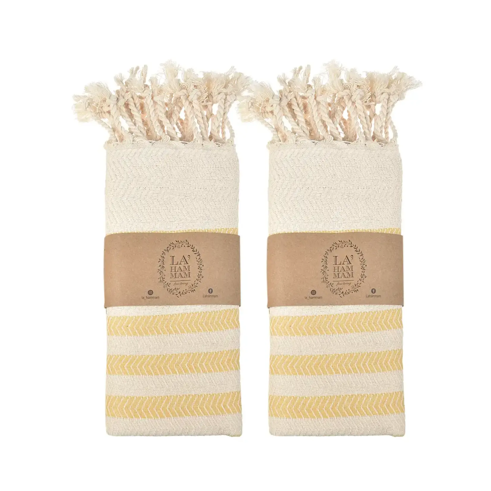 La Hammam Cavus Zigzag Turkish Cotton Kitchen Towel/Hand Towel 40x18 Yellow