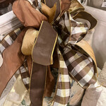Brown, White, and Very Light Green Plaid Fall Bow