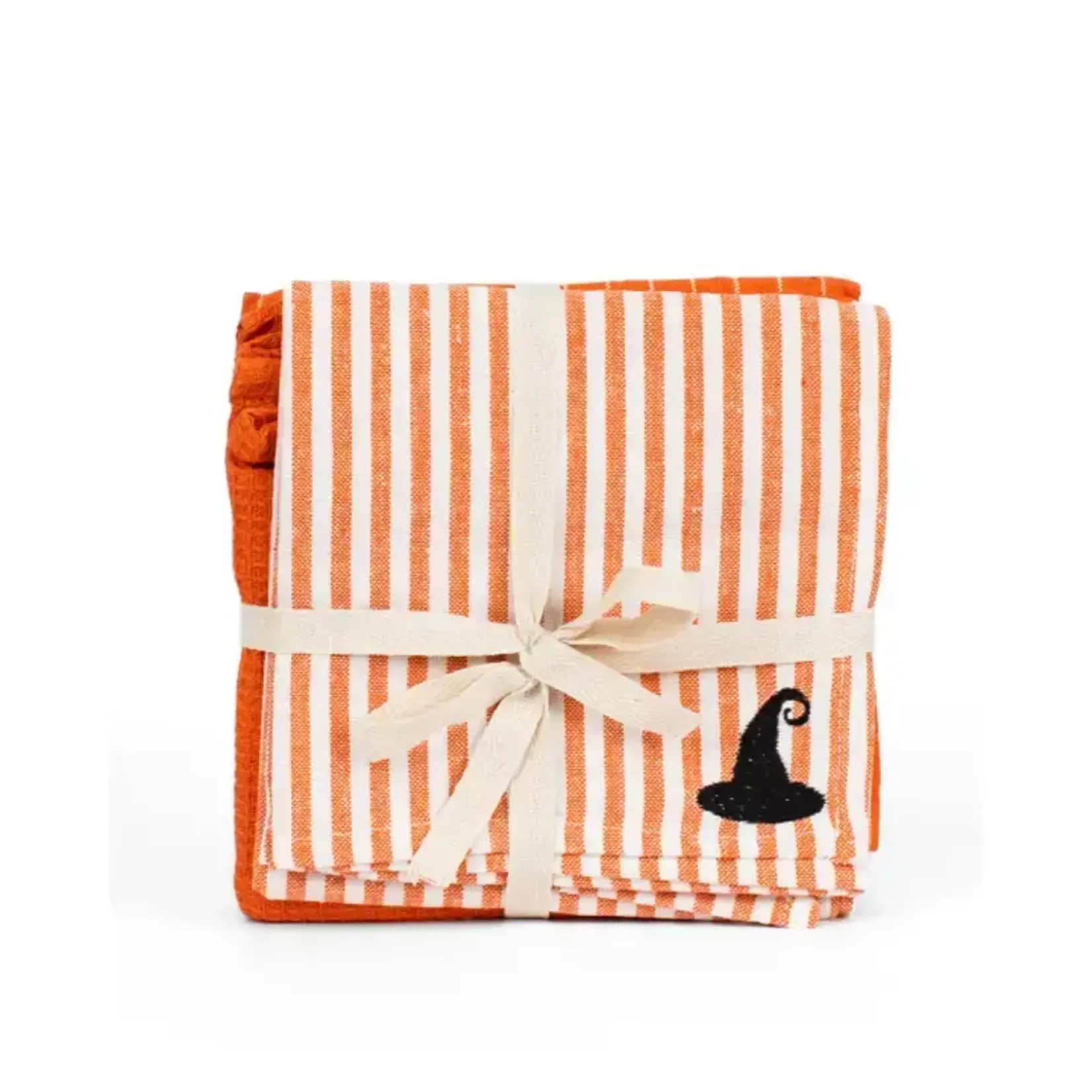 Witch Hat Hand Towel Set Orange/Soft White/Black 20x28 Set of 3