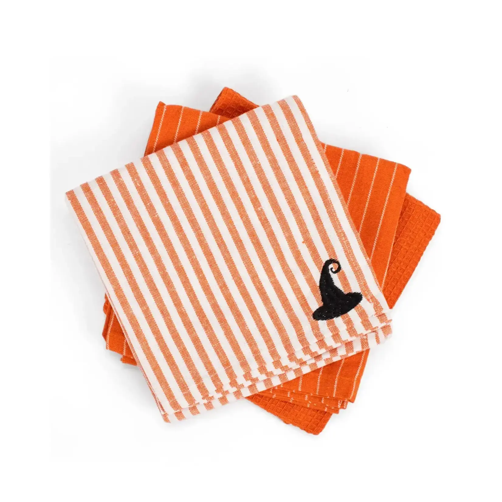 Witch Hat Hand Towel Set Orange/Soft White/Black 20x28 Set of 3