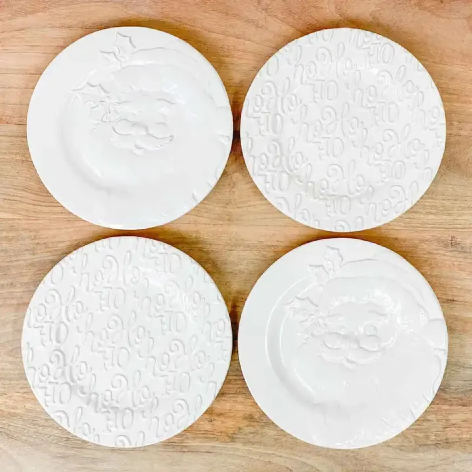 The Royal Standard Hohoho Santa Embossed Plates White 8" Set of 4