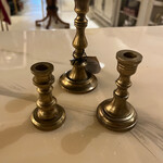 Creative Set of 3 Cast Mini Aluminum Brass Finish 1/2" Taper  Candle Holder 5", 3", 2.5"