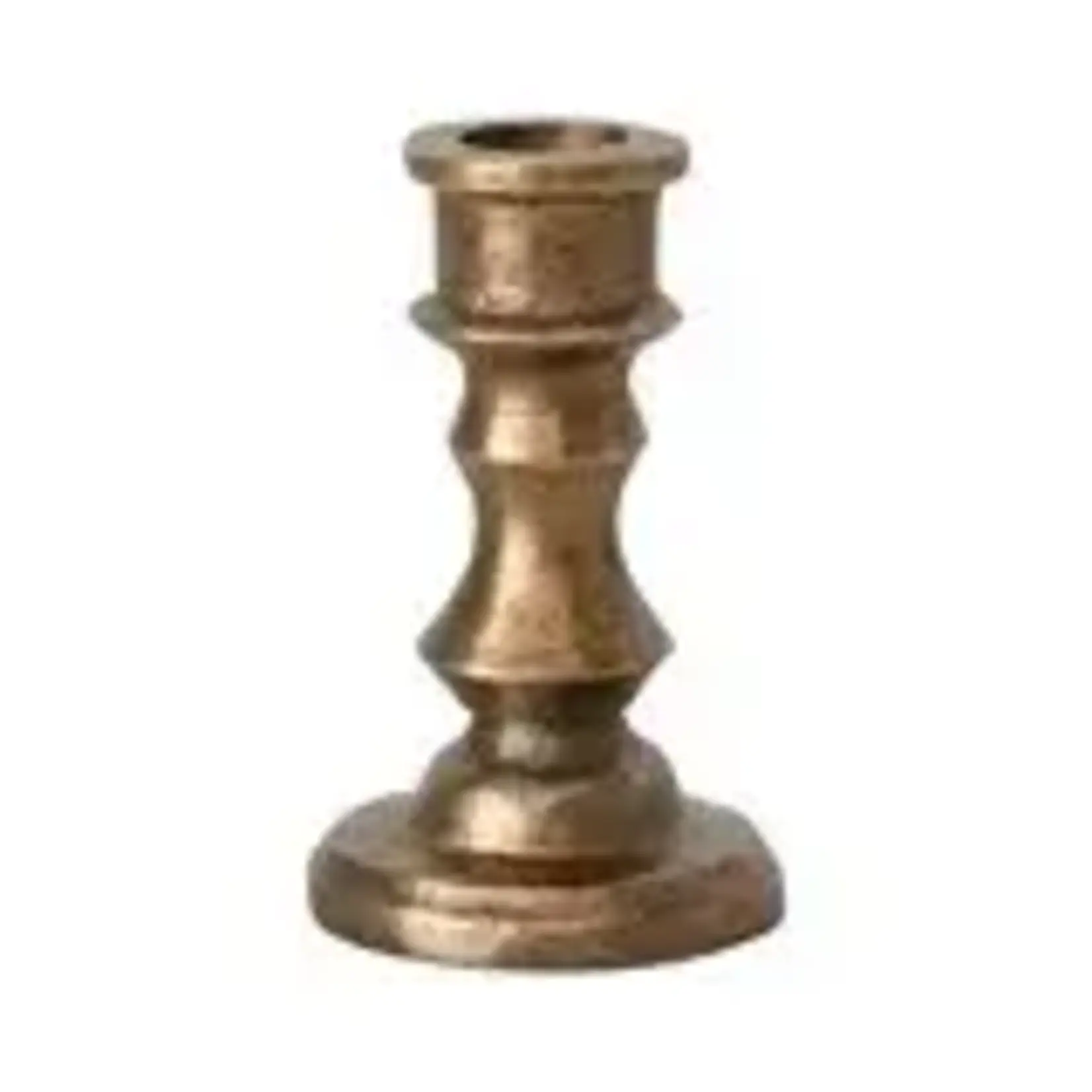 Creative Set of 3 Cast Mini Aluminum Brass Finish 1/2" Taper  Candle Holder 5", 3", 2.5"