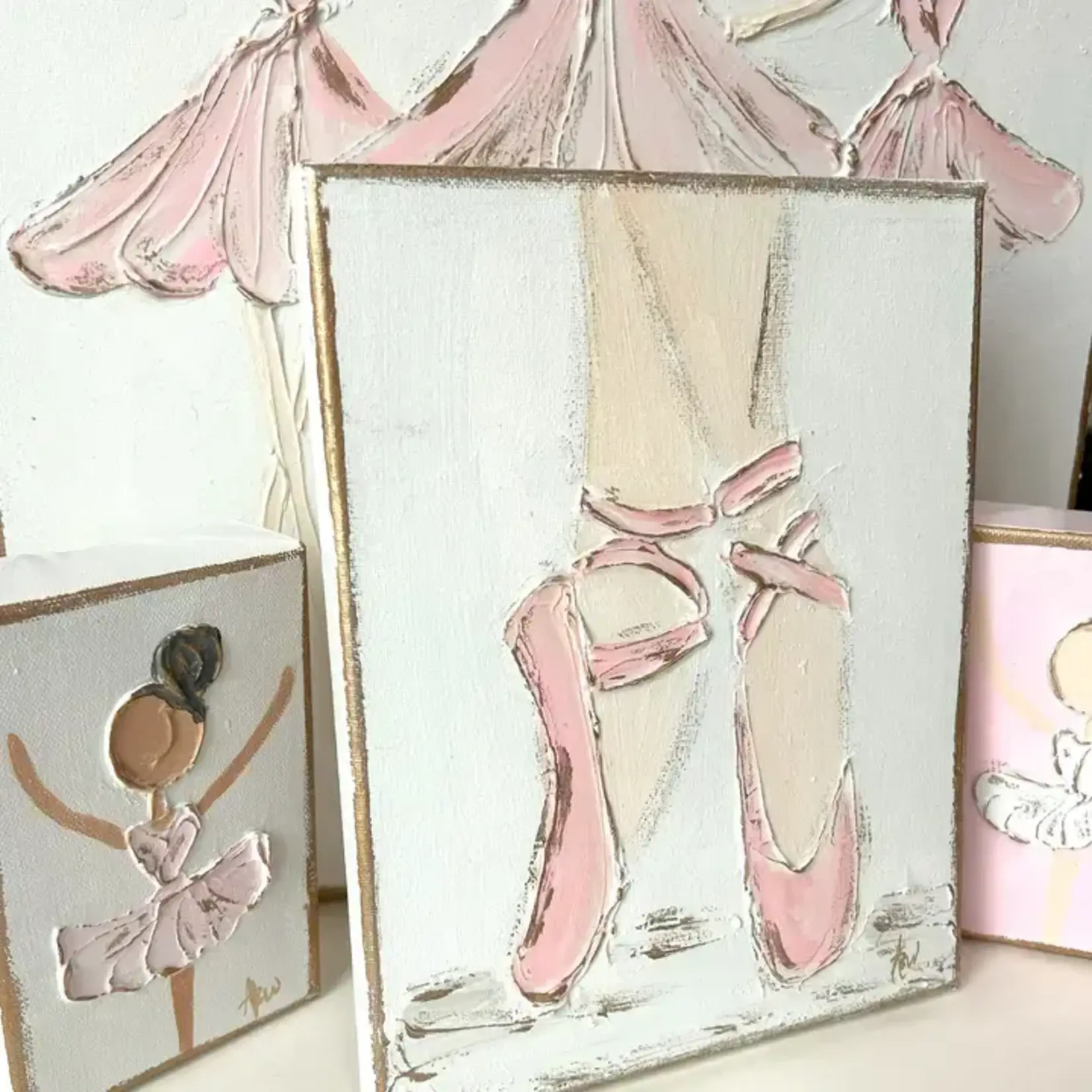 Coddiwompie Hand Painted Recital Ballet Slippers on  Canvas 8"x10"